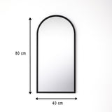 Espejo de Pared Negro 40x80cm Arco Superior con Marco en Madera