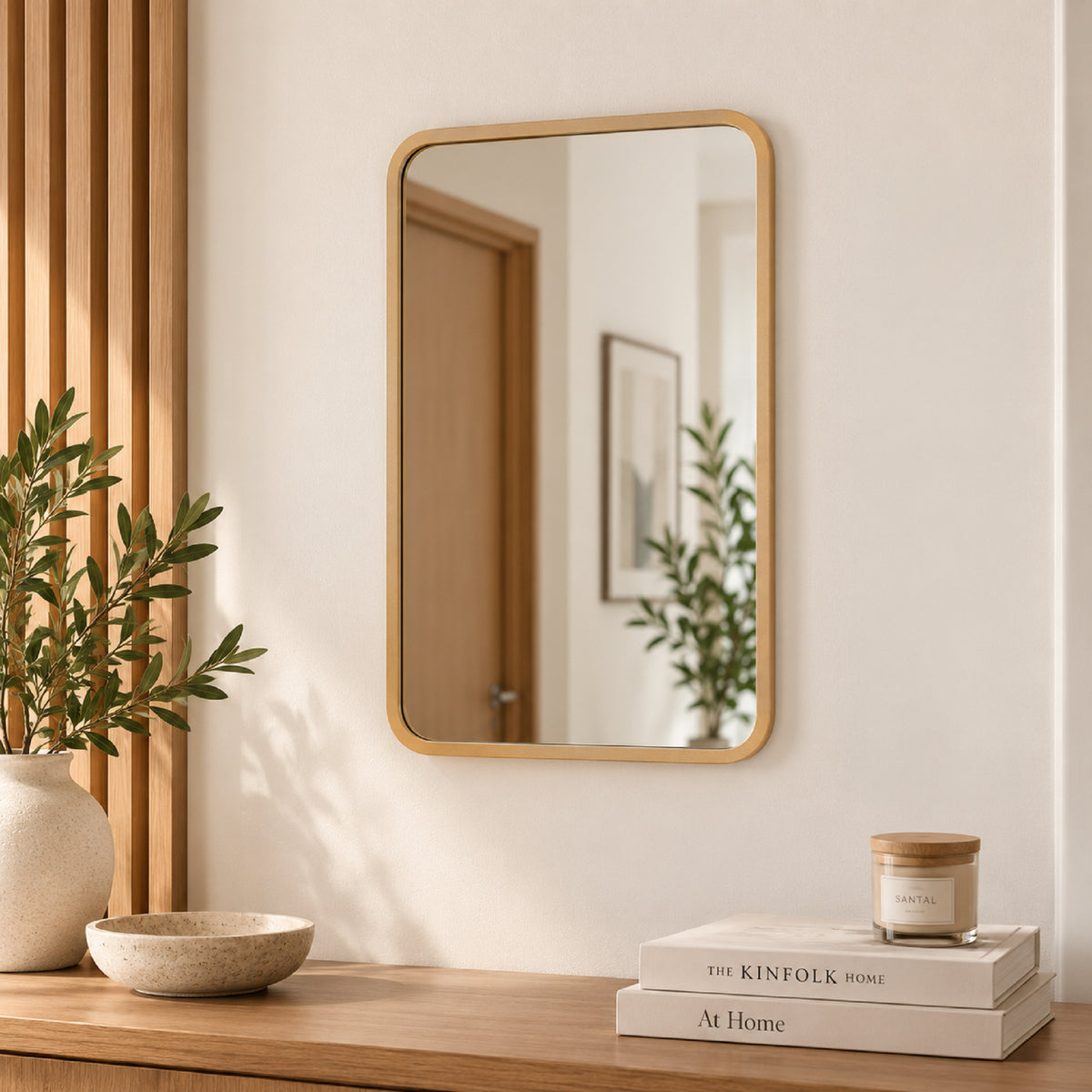Espejo de Pared Lisboa Dorado 40x60cm Rectangular con Marco en Madera