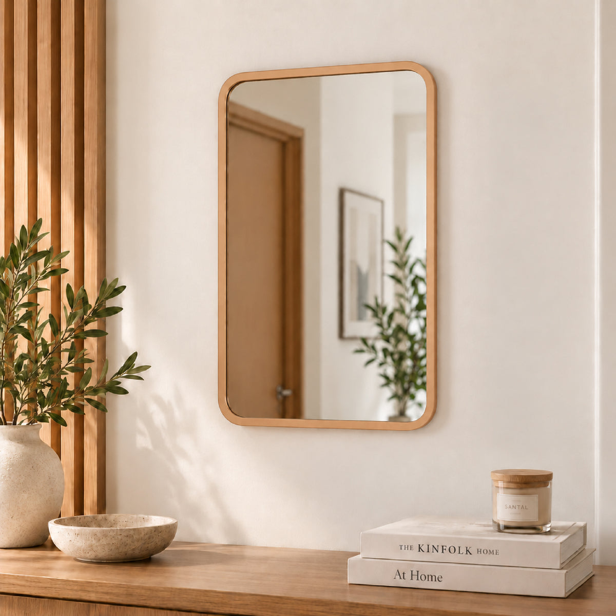 Espejo de Pared Lisboa Oro Rosa 40x60cm Rectangular con Marco en Madera