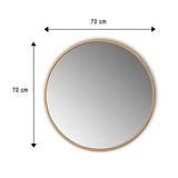 Espejo de Pared Dorado 70x70cm Redondo con Marco en Madera
