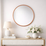 Espejo de Pared Oro Rosa 70x70cm Redondo con Marco en Madera