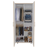 Closet Tera Fresno y Blanco 80x180cm sin Cajones con 3 Entrepaños