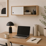 Repisa Nórdica Madera Natural y Blanco 63x21cm Rectangular con Seis Entrepaños