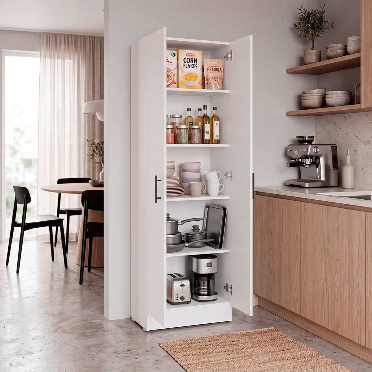 Alacena Tommy Blanco 56x170.8cm con Cuatro Puertas