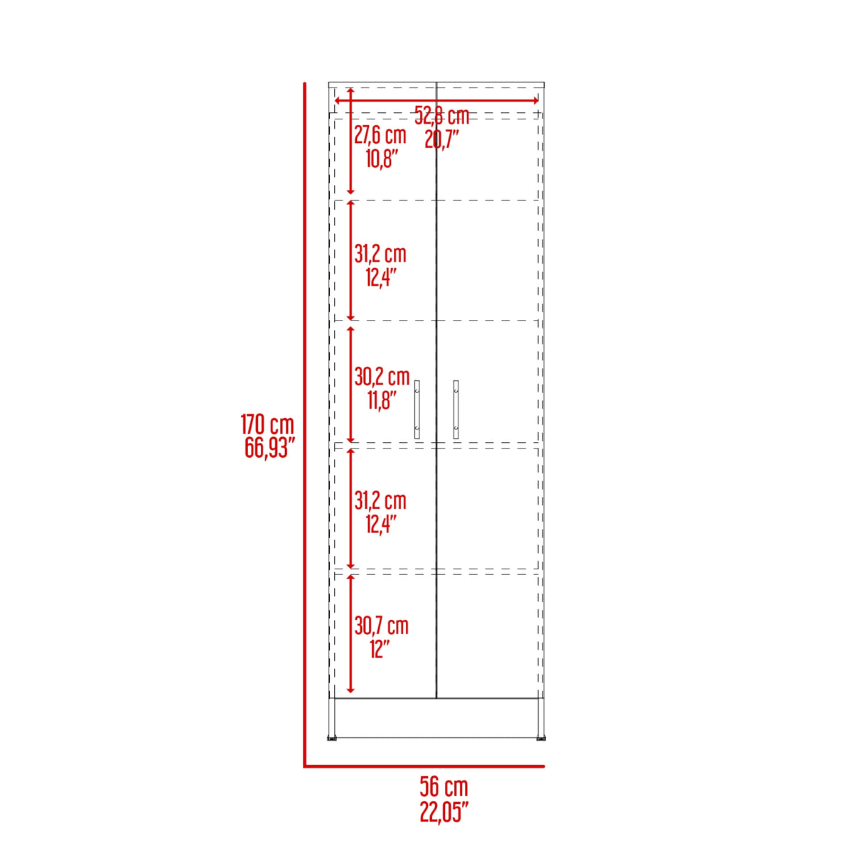 Alacena Tommy Blanco 56x170.8cm con Cuatro Puertas