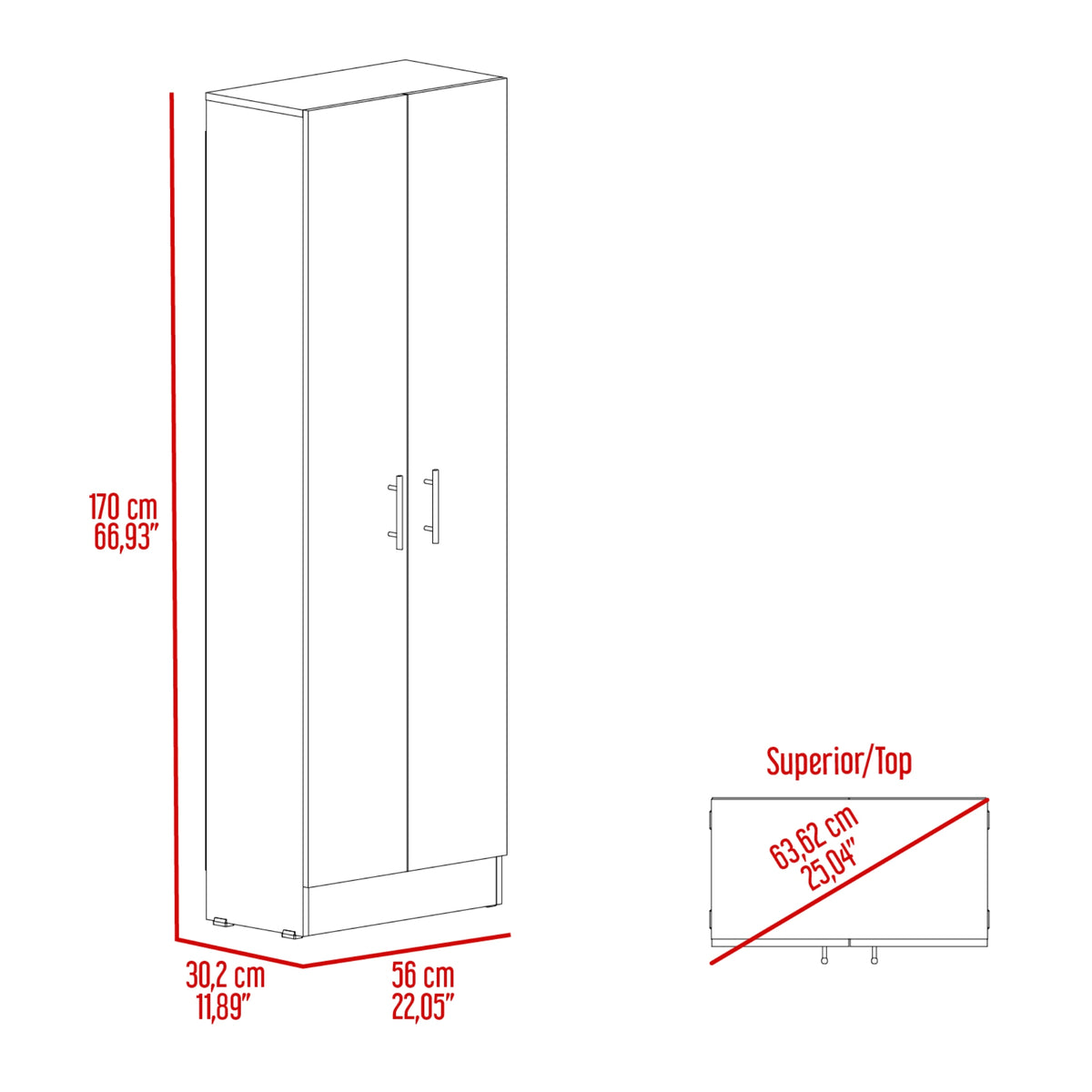 Alacena Tommy Blanco 56x170.8cm con Cuatro Puertas
