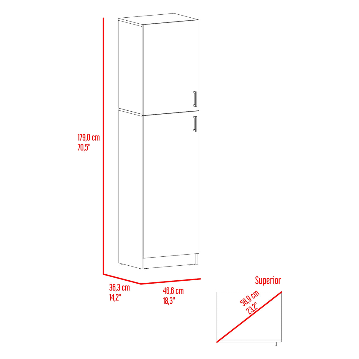 Alacena Innes Blanco 46.6x179cm con Cuatro Puertas