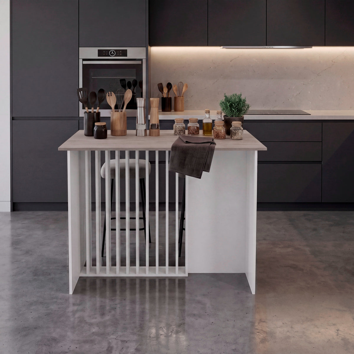 Barra de Cocina Alé Blanco y Cannolo 120x90cm sin Compartimientos