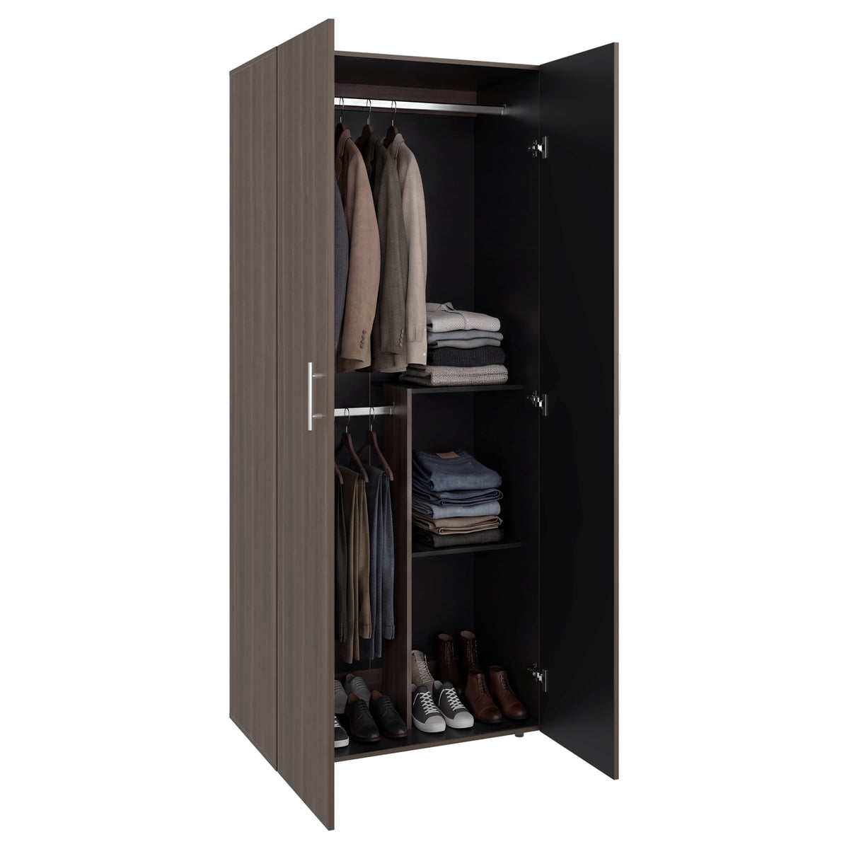 Closet Tera Milan y Wengue 80x195cm con Dos Puertas y Dos Entrepaños