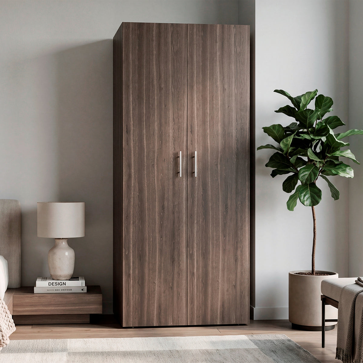 Closet Tera Milan y Wengue 80x195cm con Dos Puertas y Dos Entrepaños