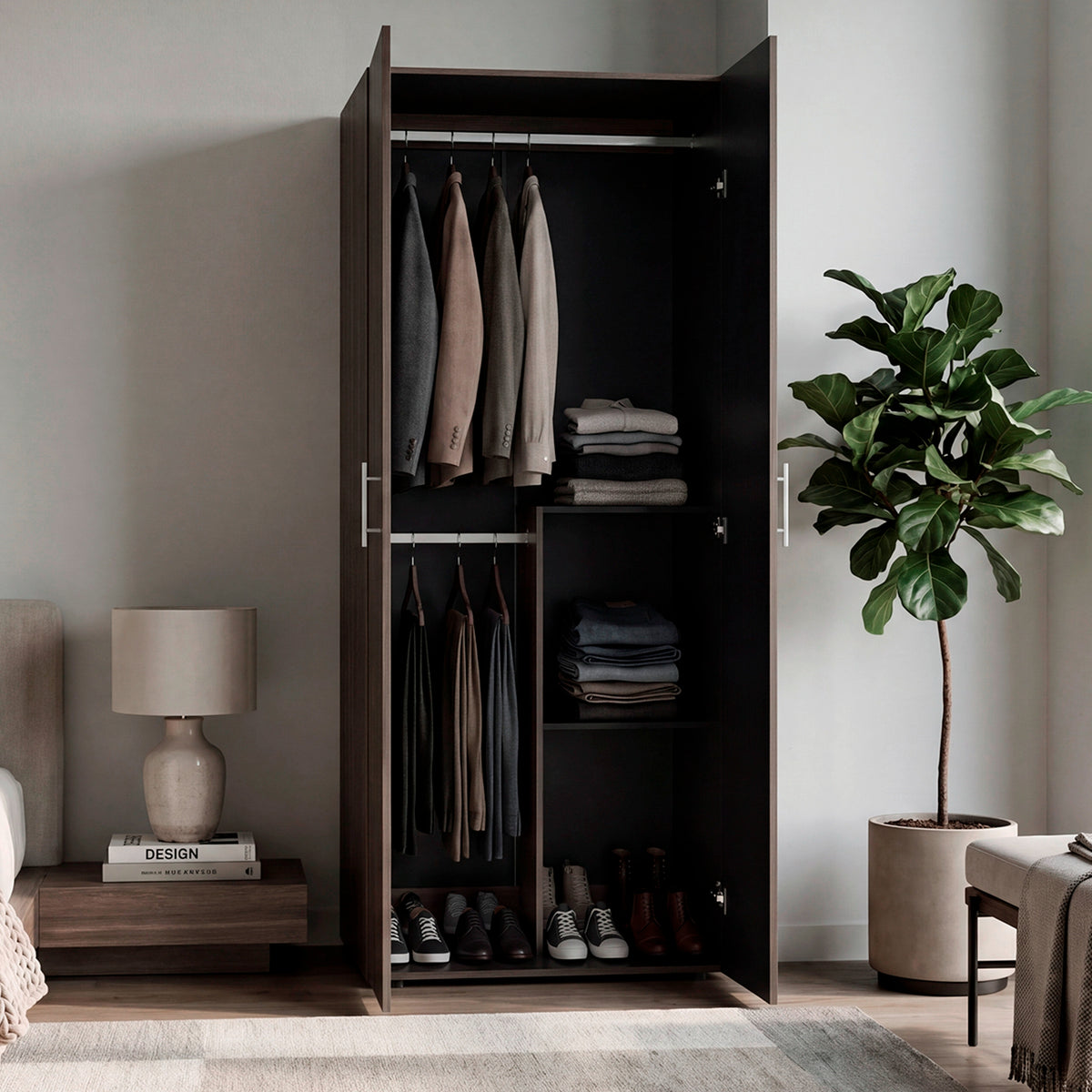 Closet Tera Milan y Wengue 80x195cm con Dos Puertas y Dos Entrepaños