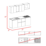Cocina Amantia Fresno Europeo 212x208cm con Mesón de Acero Inoxidable con Pozuelo Lado Izquierdo y con Estufa