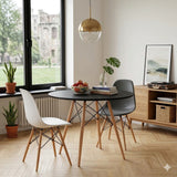 Mesa de Comedor Eames Negro 80x75cm Ovalado de Cuatro Puestos sin Sillas