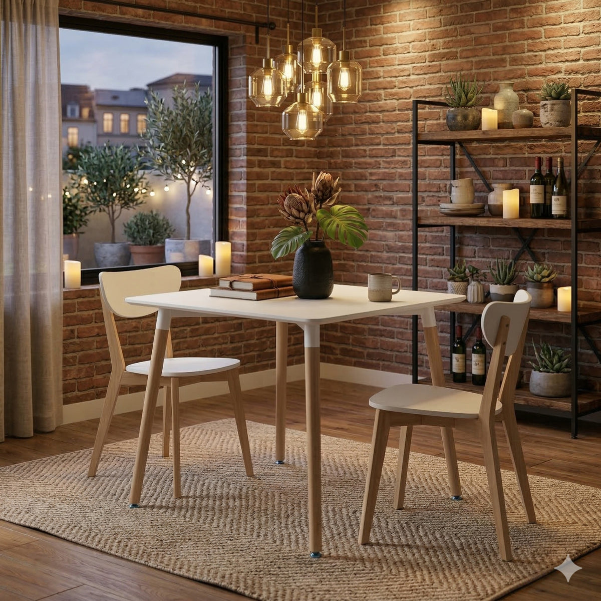 Mesa de Comedor Eames Blanco 80x75cm Cuadrado de Cuatro Puestos sin Sillas