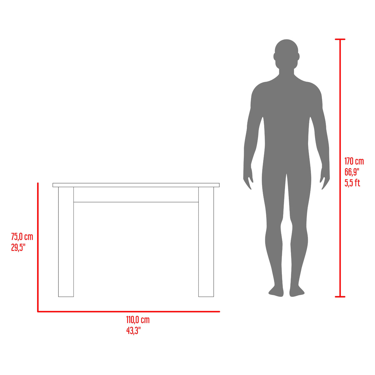 Mesa de Comedor Portofino Miel 110x75.6cm Rectangular de Cuatro Puestos sin Sillas