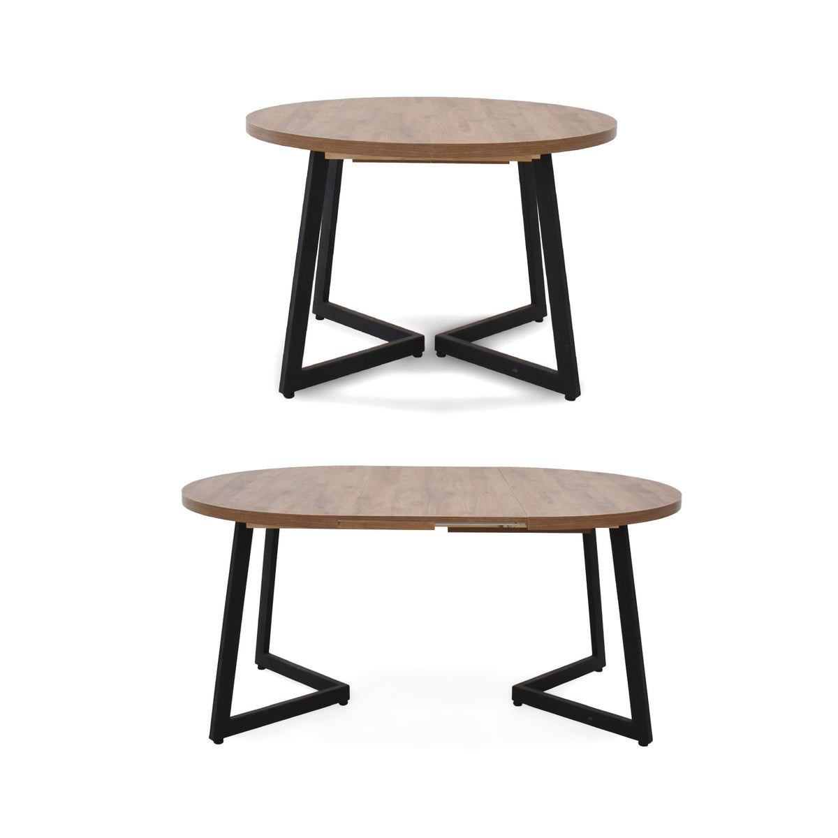 Mesa de Comedor Emet Mácula y Metálico Negro 105x71cm Circular Extensible de Seis Puestos sin Sillas