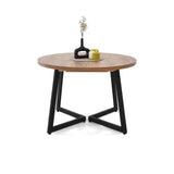 Mesa de Comedor Emet Mácula y Metálico Negro 105x71cm Circular Extensible de Seis Puestos sin Sillas