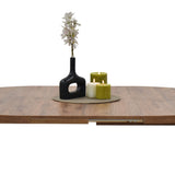 Mesa de Comedor Emet Mácula y Metálico Negro 105x71cm Circular Extensible de Seis Puestos sin Sillas