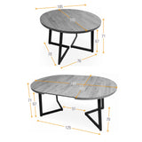 Mesa de Comedor Emet Mácula y Metálico Negro 105x71cm Circular Extensible de Seis Puestos sin Sillas