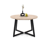 Mesa de Comedor Emet Oasis y Metálico Negro 105x71cm Circular Extensible de Seis Puestos sin Sillas