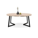 Mesa de Comedor Emet Oasis y Metálico Negro 105x71cm Circular Extensible de Seis Puestos sin Sillas
