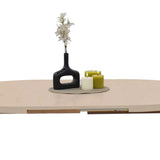 Mesa de Comedor Emet Oasis y Metálico Negro 105x71cm Circular Extensible de Seis Puestos sin Sillas