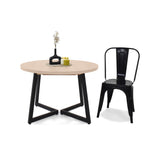 Mesa de Comedor Emet Oasis y Metálico Negro 105x71cm Circular Extensible de Seis Puestos sin Sillas