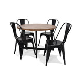 Juego de comedor Emet Mácula y Metálico Negro 105x71cm Circular Extensible de Seis Puestos con Cuatro Sillas