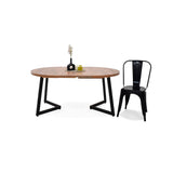 Juego de comedor Emet Mácula y Metálico Negro 105x71cm Circular Extensible de Seis Puestos con Cuatro Sillas