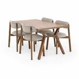 Juego de comedor Nara Mácula y Beige 144x75cm Rectangular de Cuatro Puestos con Cuatro Sillas