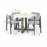 Juego de comedor Maine Blanco y Beige 120x77cm Circular de Cuatro Puestos con Cuatro Sillas