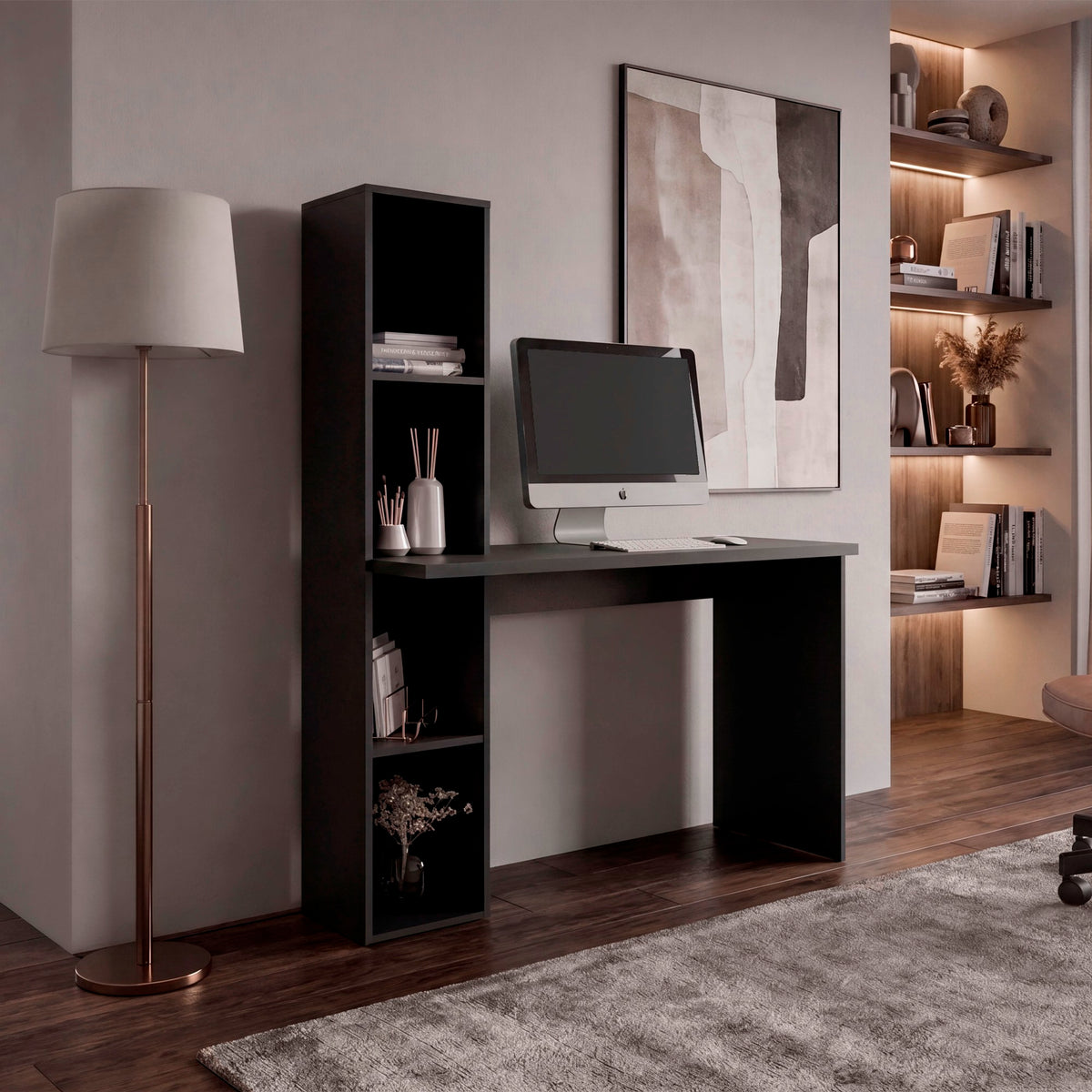 Escritorio con Biblioteca Aston Wengue 120.3x145.8cm sin Cajones