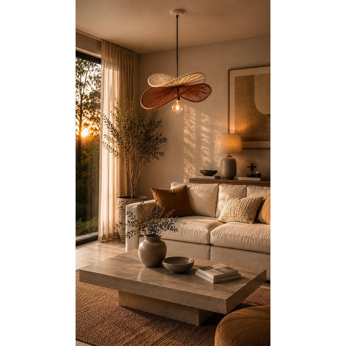 Lámpara de Techo Elán Crema y Marron Claro 50x19cm de una Luz Ajustable de Luz Cálida sin Bombillo