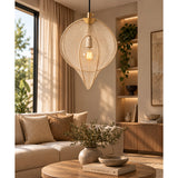 Lámpara de Techo Voile Blanco Crema 30x43cm de una Luz Ajustable de Luz Cálida con Bombillo LED