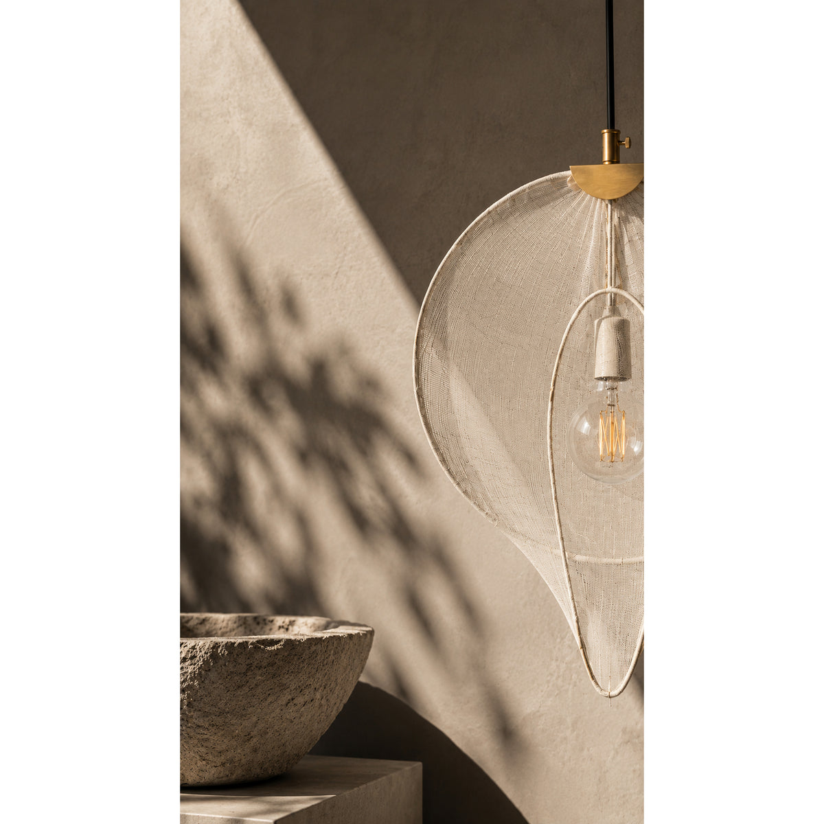Lámpara de Techo Voile Blanco Crema 30x43cm de una Luz Ajustable de Luz Cálida con Bombillo LED