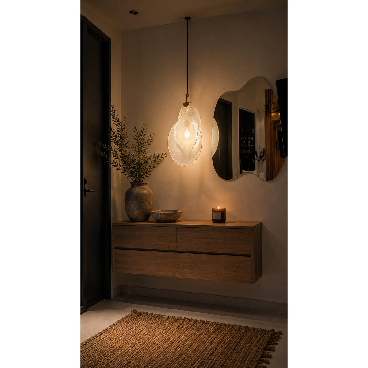Lámpara de Techo Voile Blanco Crema 30x43cm de una Luz Ajustable de Luz Cálida con Bombillo LED