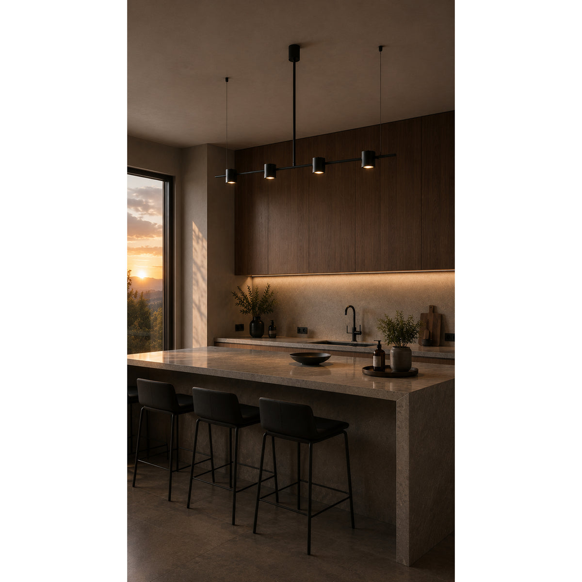 Lámpara de Techo Trait Negro 20x18.5cm de Cinco Luces Ajustable de Luz Cálida con Bombillo LED