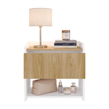 Mesa de Noche Fidelis Blanco Fresno 52x50.6cm con Un Cajón y un Compartimiento
