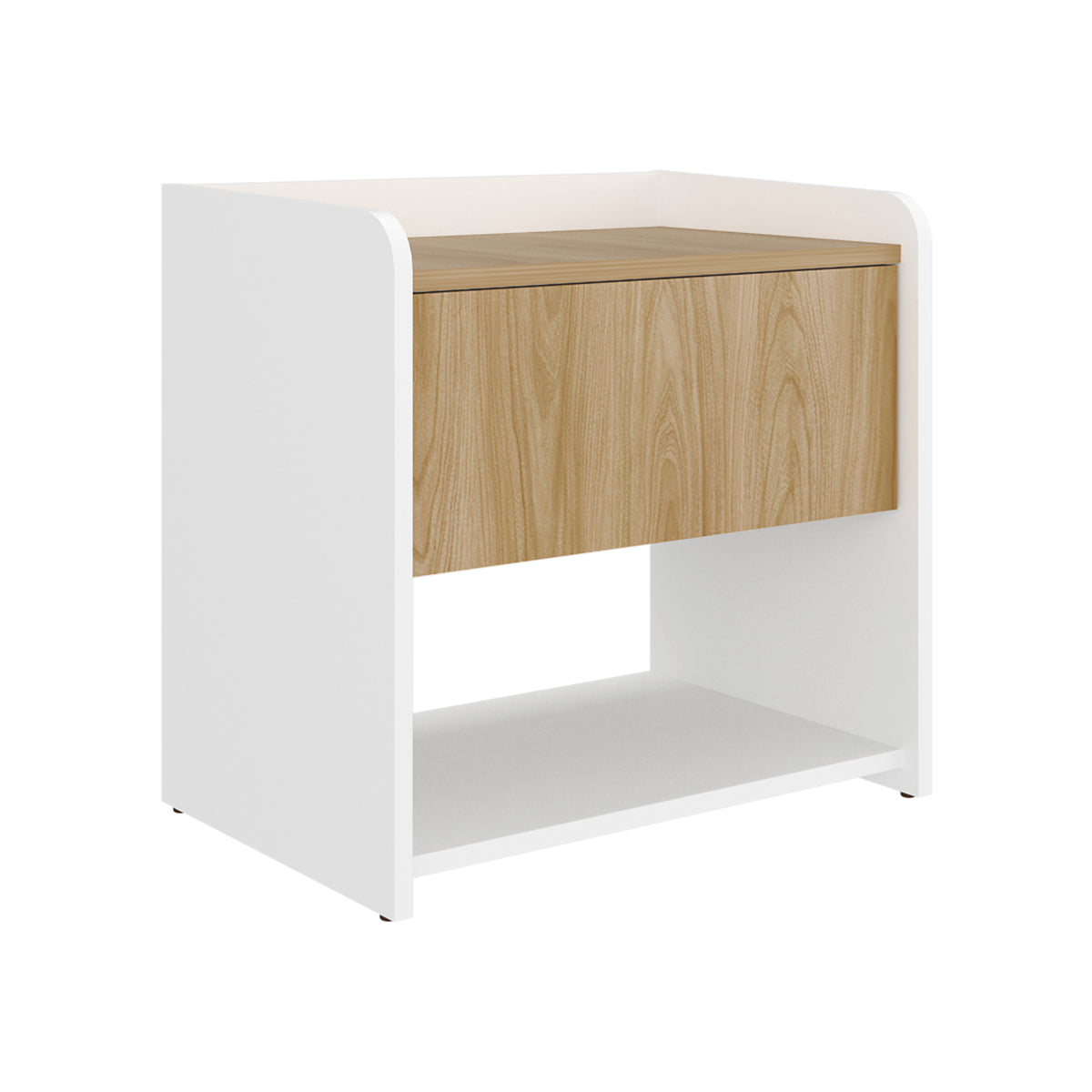 Mesa de Noche Fidelis Blanco Fresno 52x50.6cm con Un Cajón y un Compartimiento