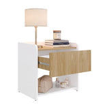 Mesa de Noche Fidelis Blanco Fresno 52x50.6cm con Un Cajón y un Compartimiento