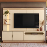 Centro de Entretenimiento Arena y Oasis 217x183cm para TV Hasta 65" Pulgadas con Cinco Compartimientos y con Ranura para Cables