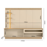 Centro de Entretenimiento Arena y Oasis 217x183cm para TV Hasta 65" Pulgadas con Cinco Compartimientos y con Ranura para Cables