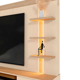 Centro de Entretenimiento Arena y Oasis 217x183cm para TV Hasta 65" Pulgadas con Siete Compartimientos y con Ranura para Cables