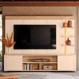 Centro de Entretenimiento Arena y Oasis 217x183cm para TV Hasta 65" Pulgadas con Siete Compartimientos y con Ranura para Cables