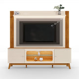 Centro de Entretenimiento Arena y Oasis 198x188cm para TV Hasta 70" Pulgadas con Tres Compartimientos y con Ranura para Cables
