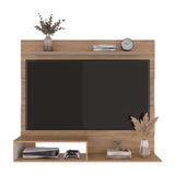 Panel de TV Flotante Beijing Miel y Blanco 140x120cm para TV Hasta 55" Pulgadas con Un Compartimiento