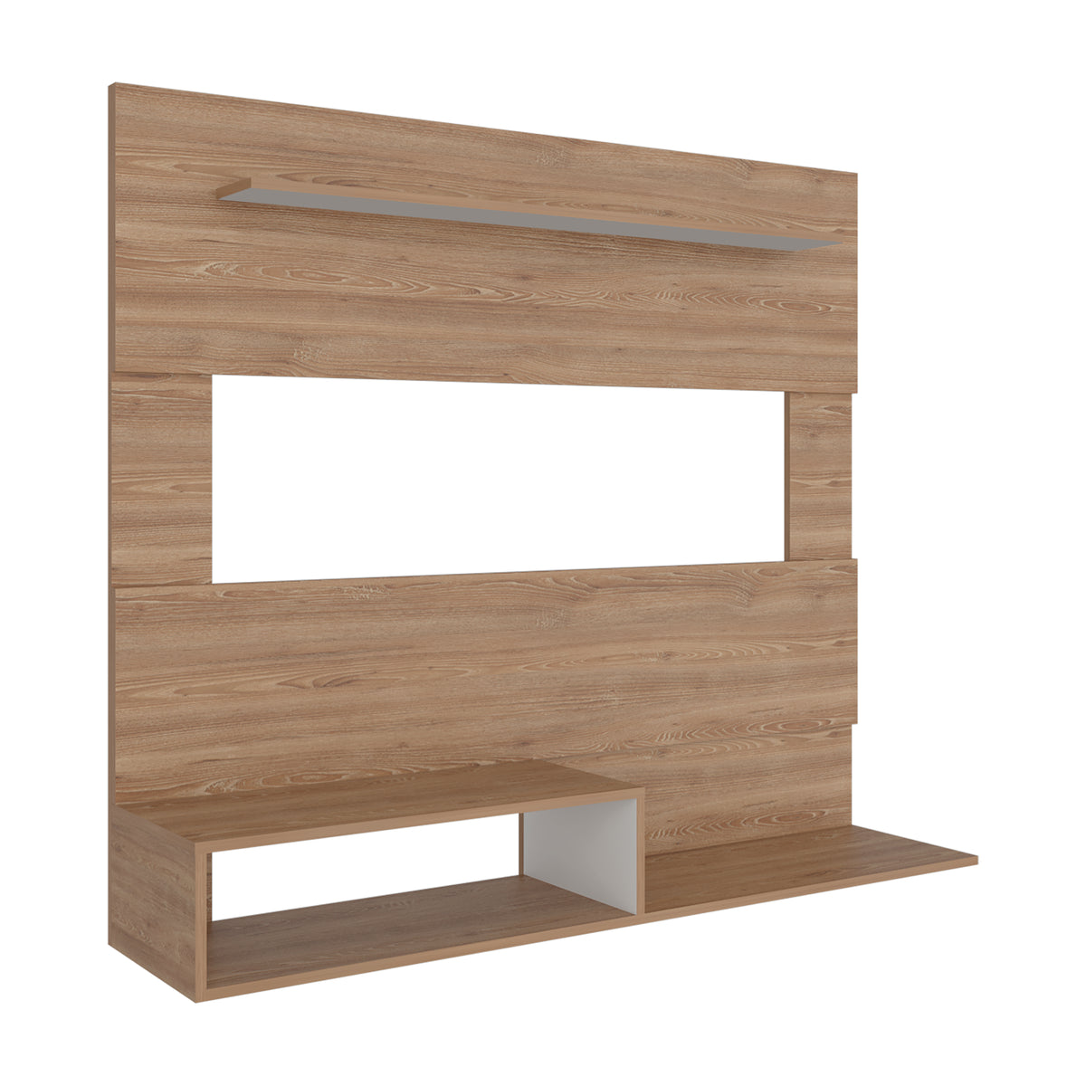 Panel de TV Flotante Beijing Miel y Blanco 140x120cm para TV Hasta 55" Pulgadas con Un Compartimiento
