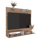 Panel de TV Flotante Beijing Miel y Blanco 140x120cm para TV Hasta 55" Pulgadas con Un Compartimiento