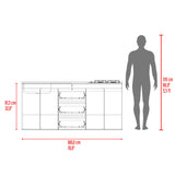 Mueble Inferior de Cocina Boreal Fresno y Blanco 179.9x89.5cm con Mesón de Acero Inoxidable con Pozuelo Lado Izquierdo y con Estufa