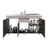 Mueble Inferior de Cocina Rosa Wengue y Positano 148.2x84.5cm sin Mesón y sin Estufa